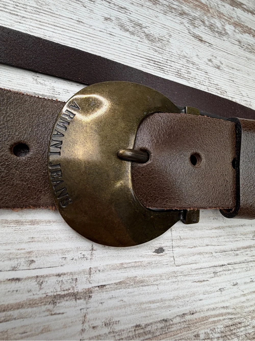 RARE Armani Jeans Brown Leather Belt sz 102 GUC Vintage possibly appx 32